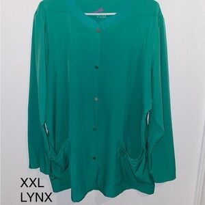 Green Women's Cardigan Scrub Top - XXL